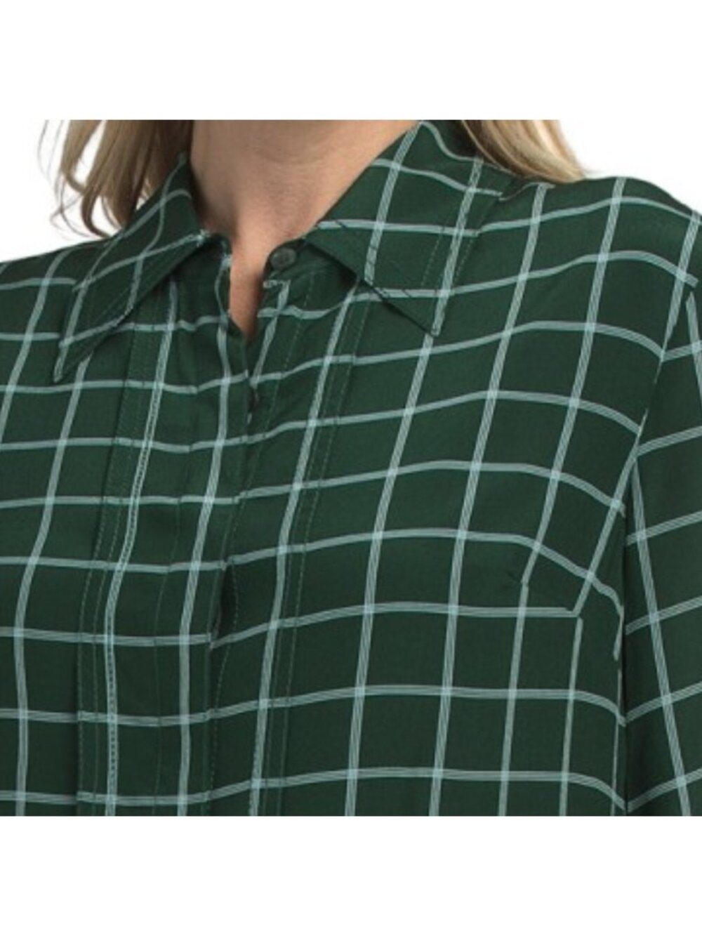 REBECCA TAYLOR Silk Windowpane Pleated Mini Shirt Dress - Picture 3 of 4